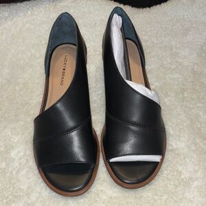 Lucky Brand Black Open-Toe Flats